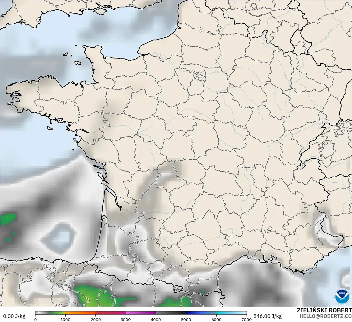 GFS model - France, CAPE