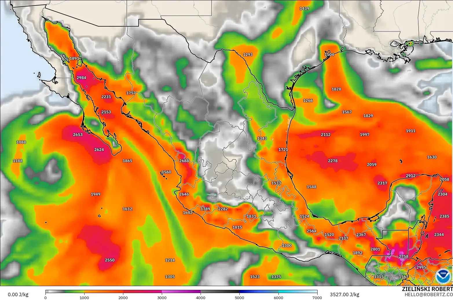 GFS model - Mexico, CAPE