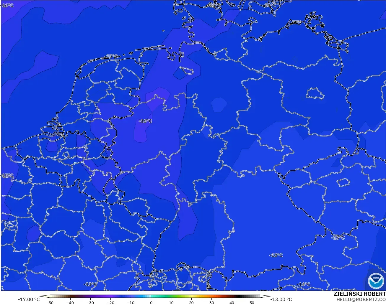 GFS model - Germany, Temperature at 500hPa