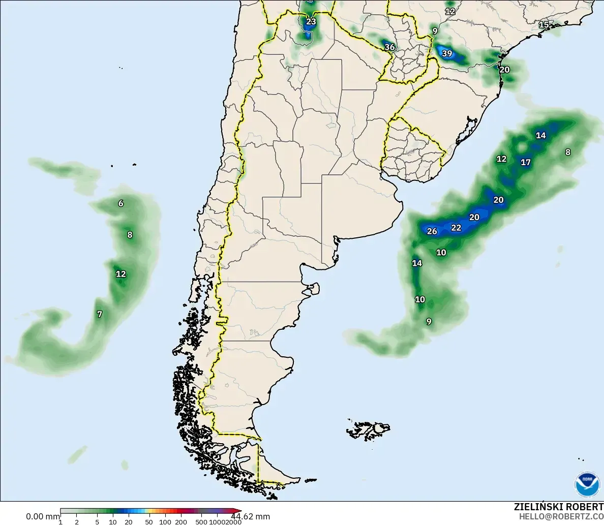 GFS model - Argentina, Precipitation Accumulation