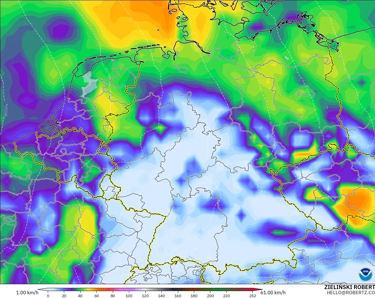 GFS model - Germany, Wind Gusts Peak