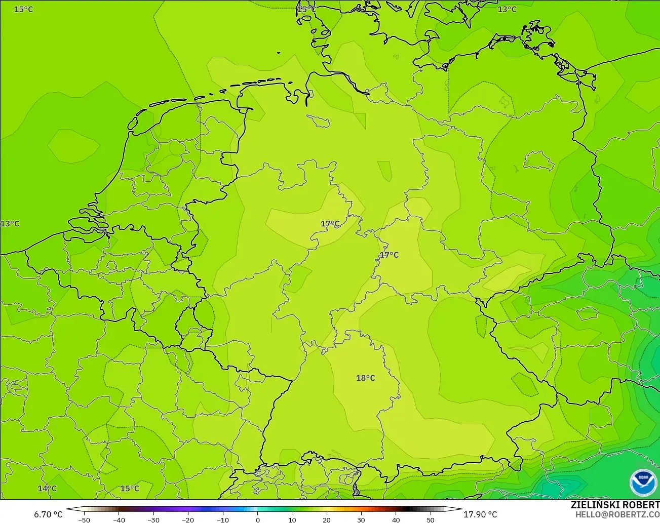 GFS model - Germany, Temperature at 850hPa
