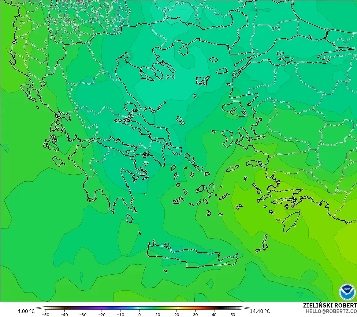GFS model - Greece, Temperature at 850hPa