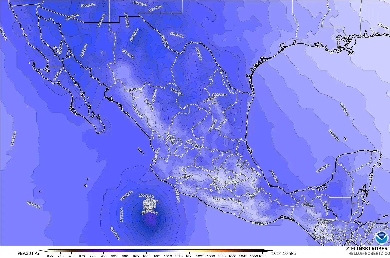 GFS model - Mexico, Pressure