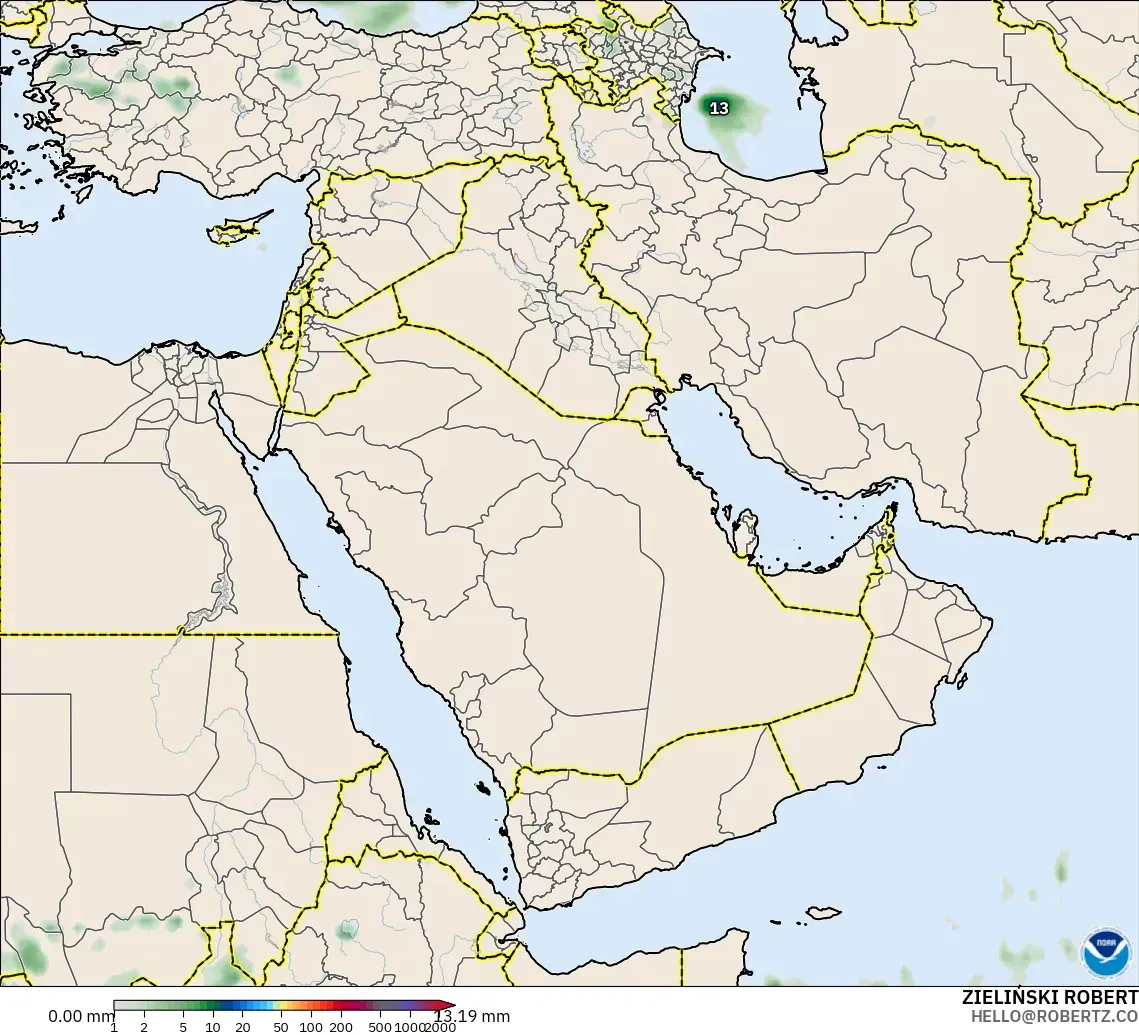 GFS model - Middle East, Precipitation Accumulation