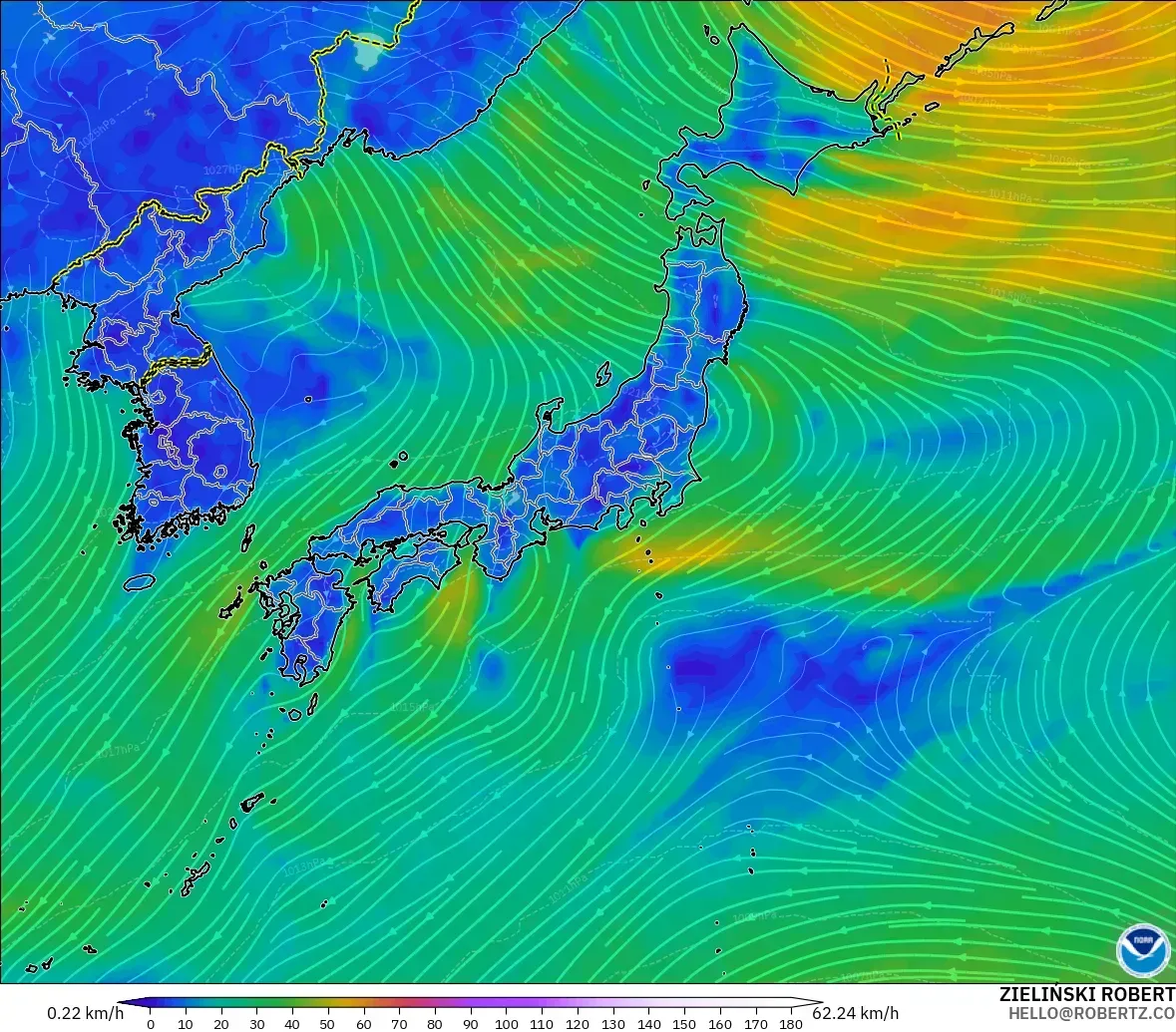 GFS model - Japan, Wind at 10m