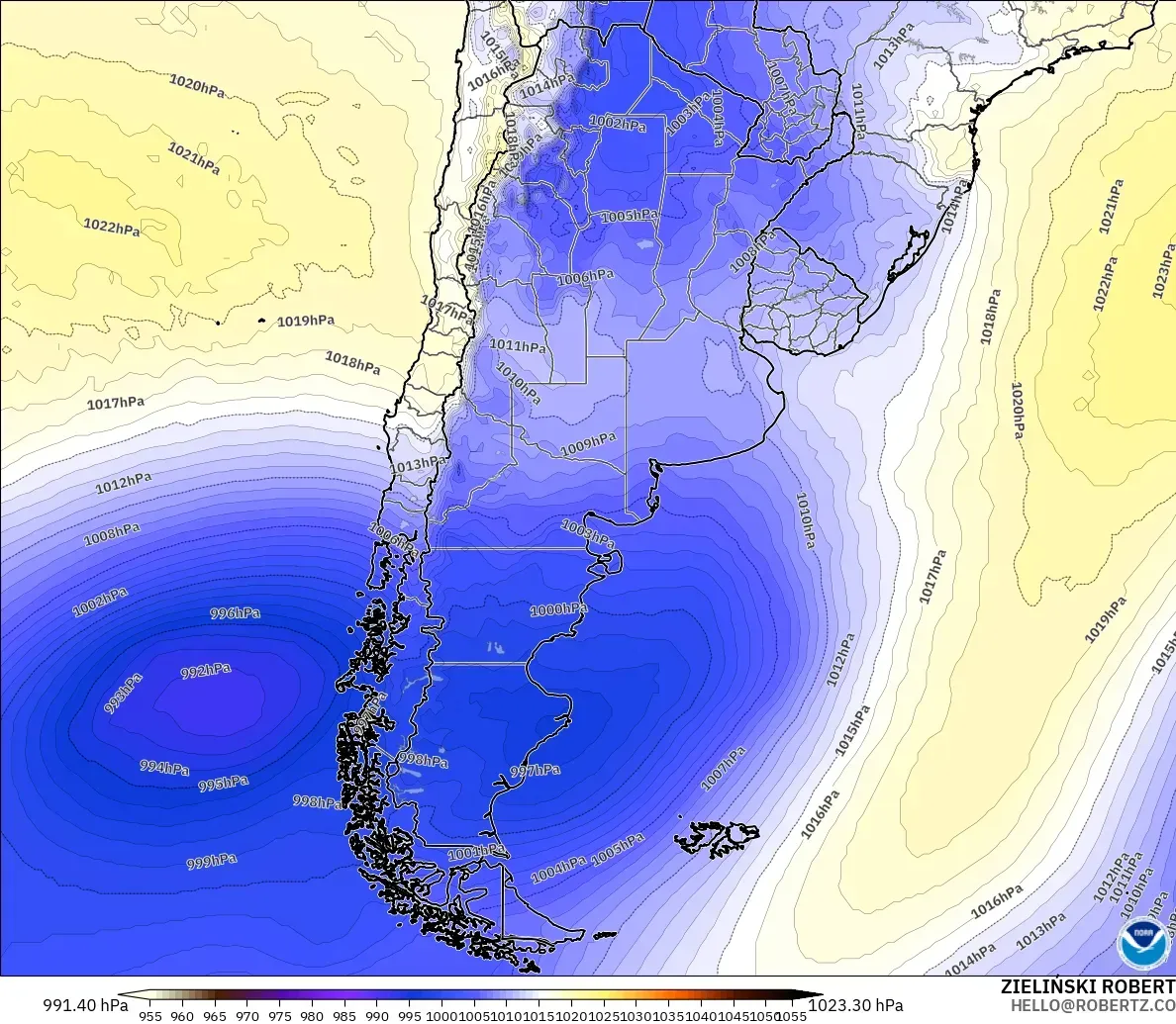 GFS model - Argentina, Pressure