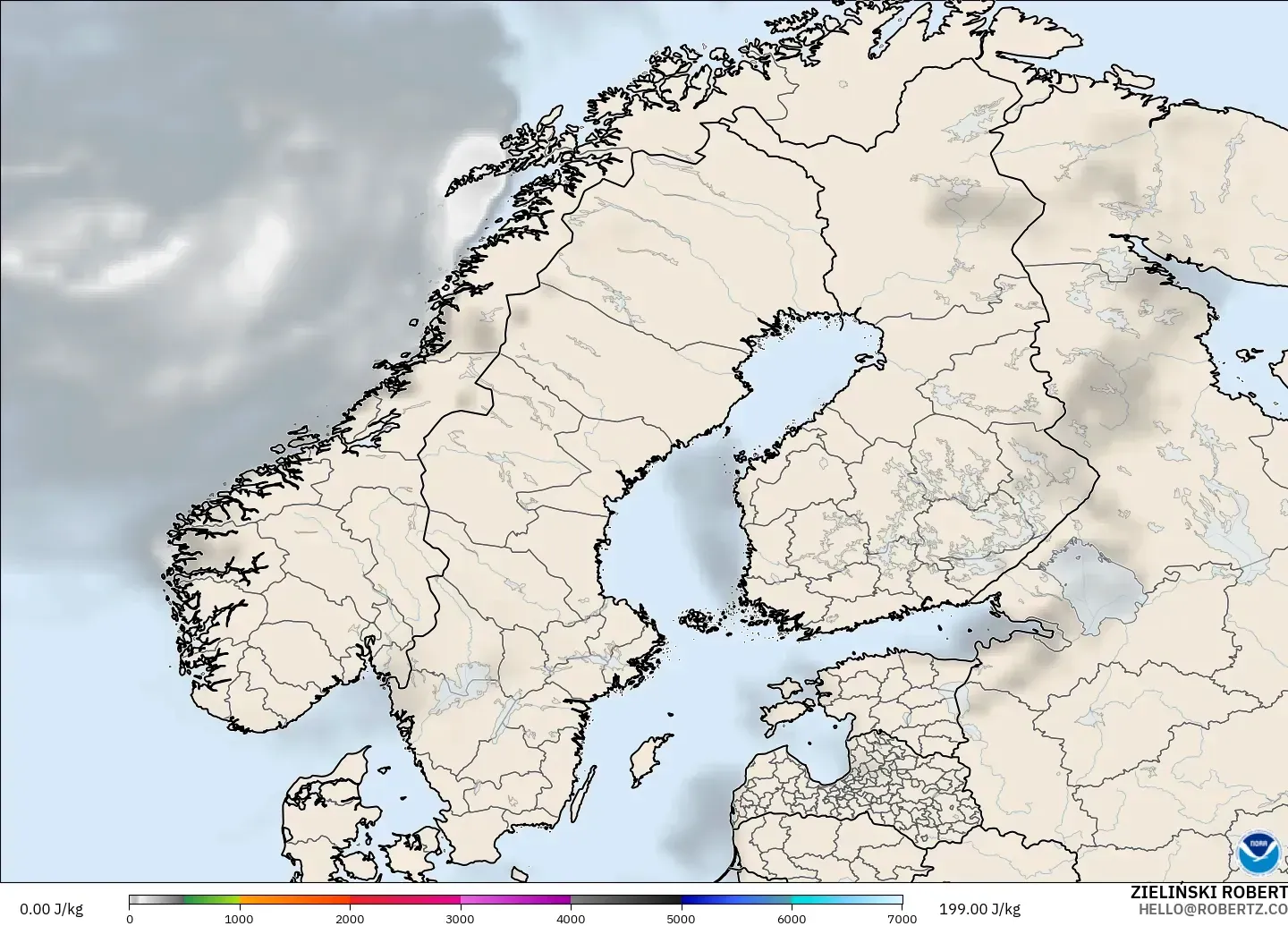 GFS model - Scandinavia, CAPE