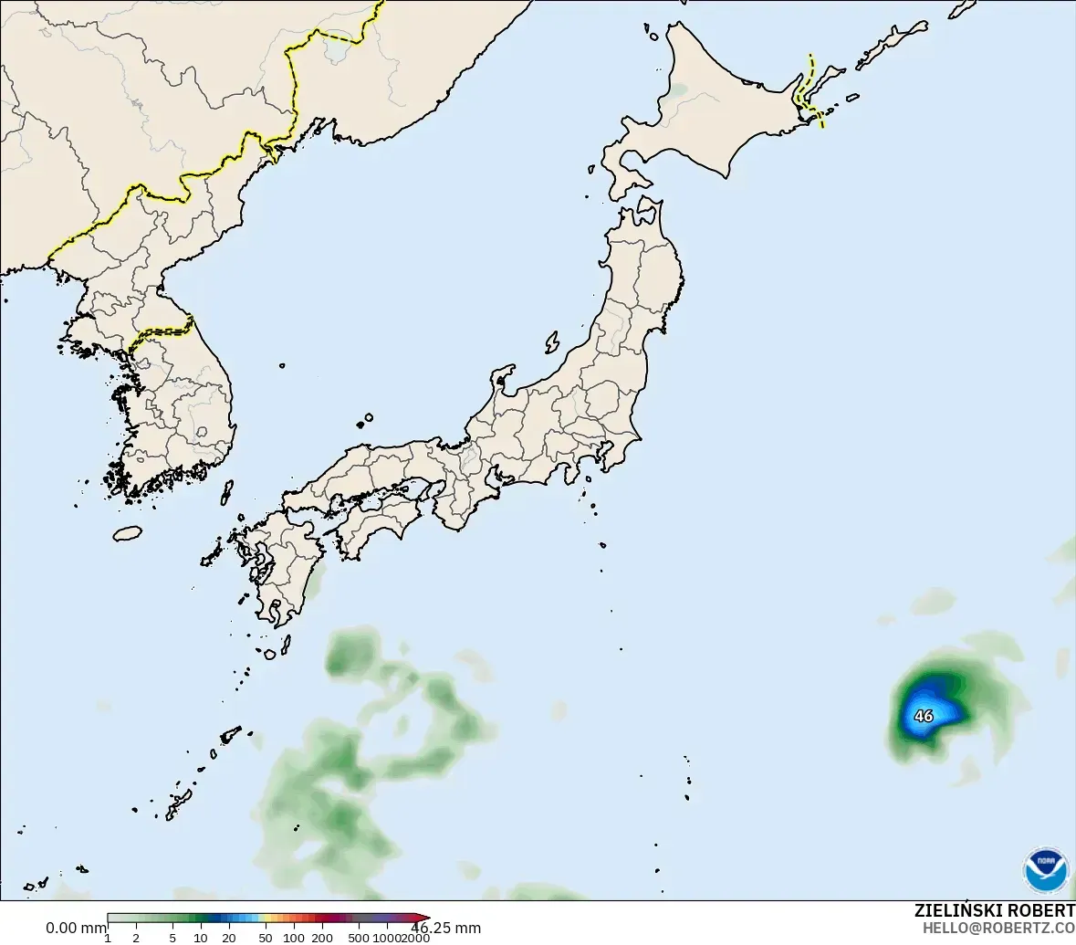 GFS model - Japan, Precipitation Accumulation