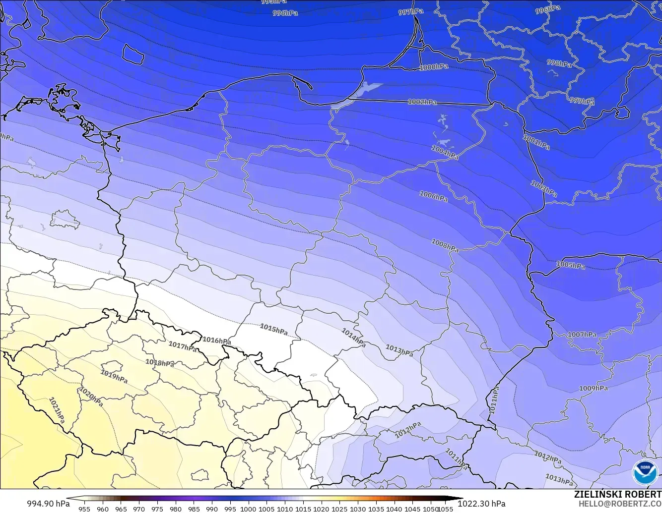 GFS model - Poland, Pressure