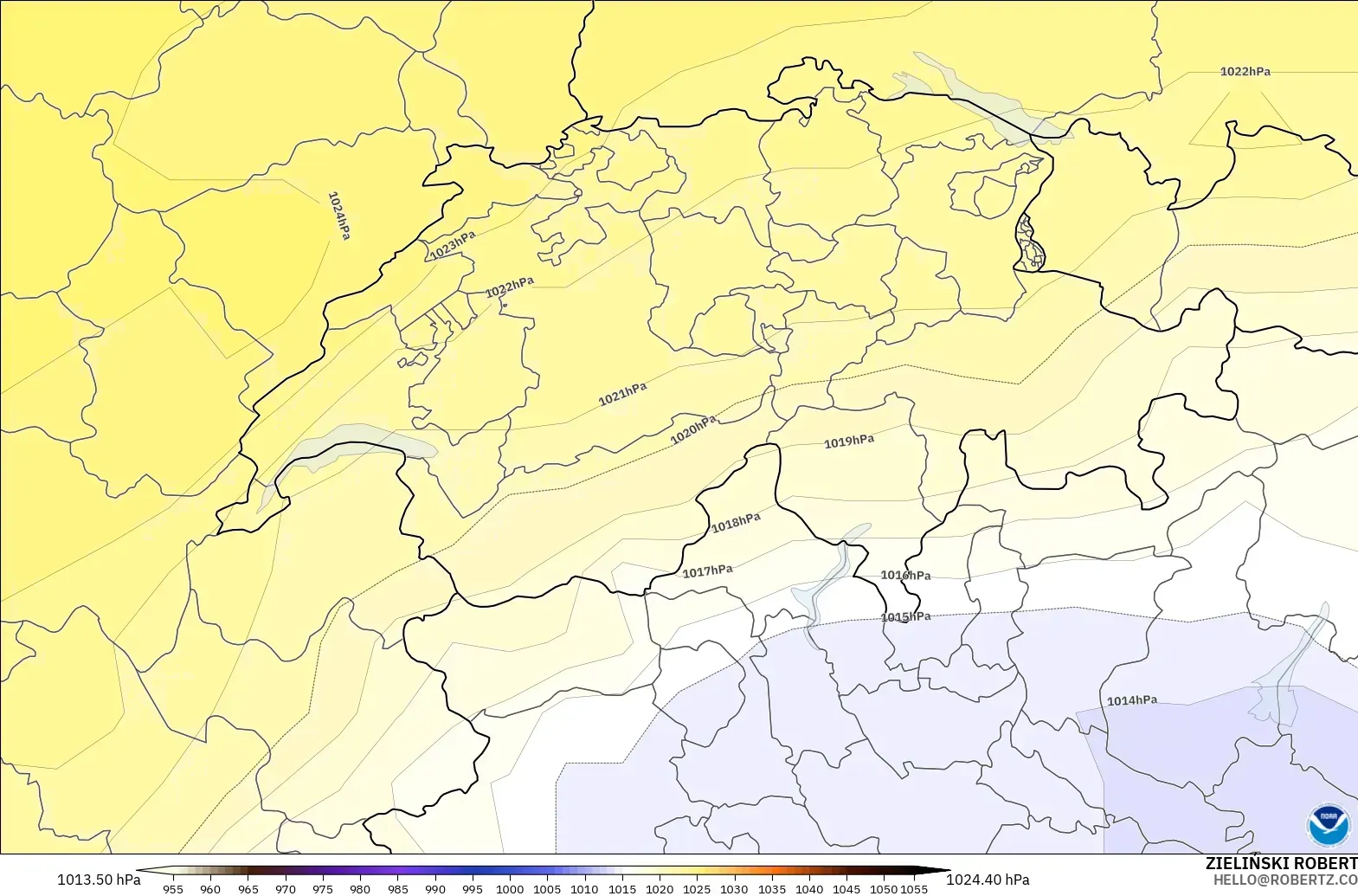 GFS model - Switzerland, Pressure