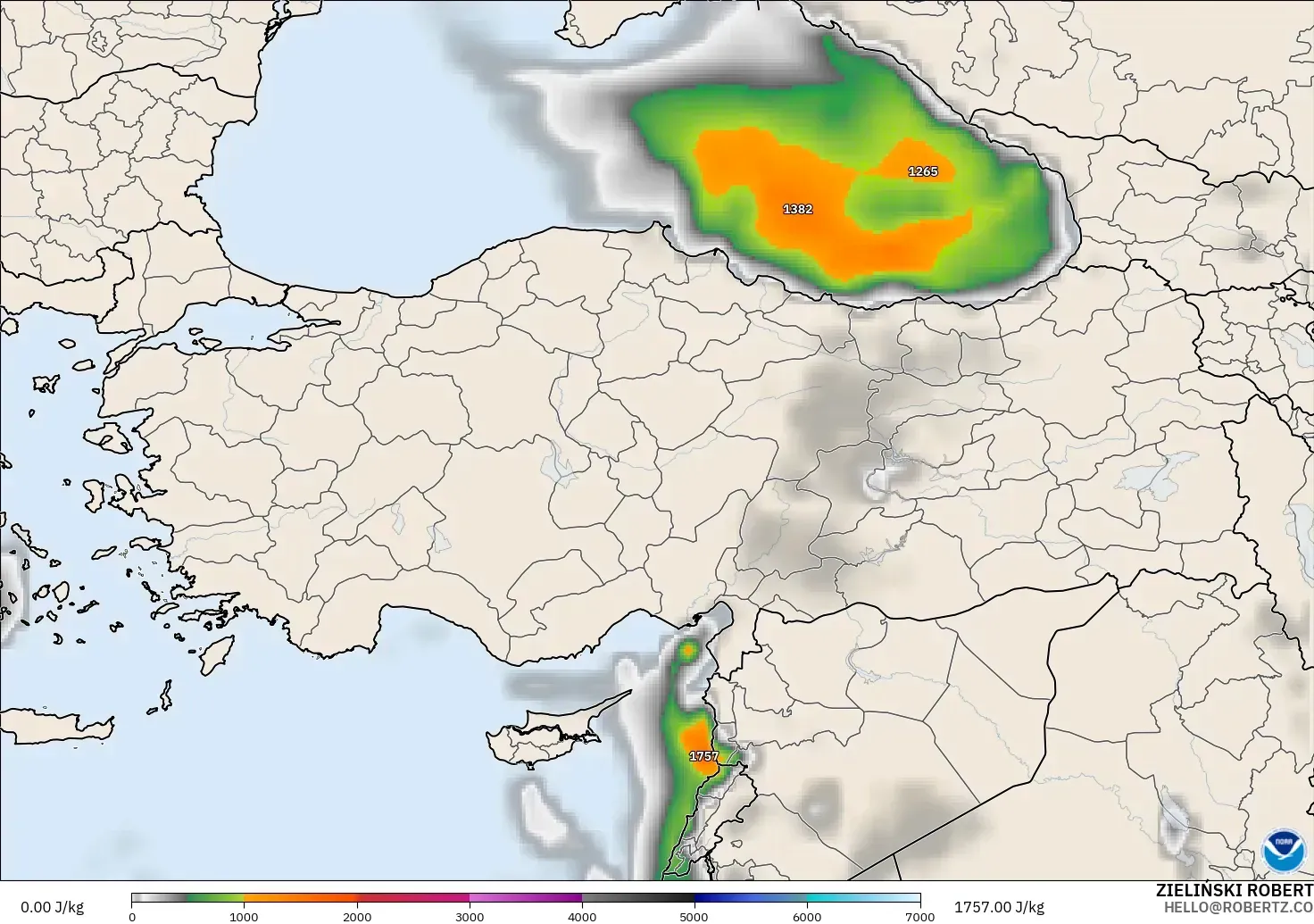 GFS model - Turkey, CAPE