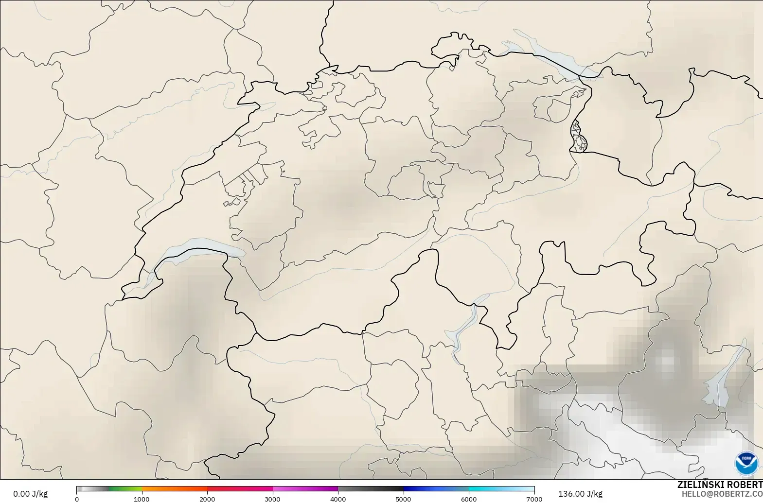GFS model - Switzerland, CAPE