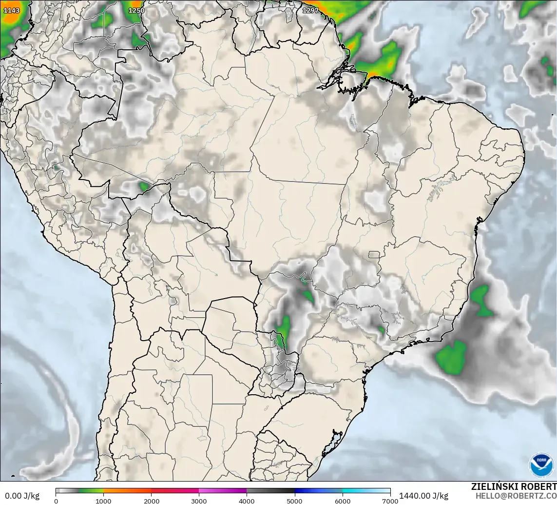 GFS model - Brazil, CAPE
