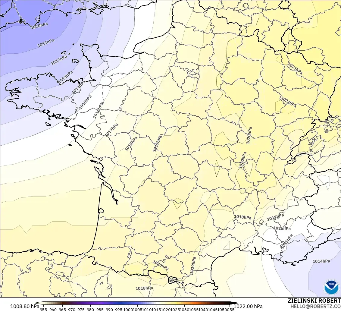 GFS model - France, Pressure