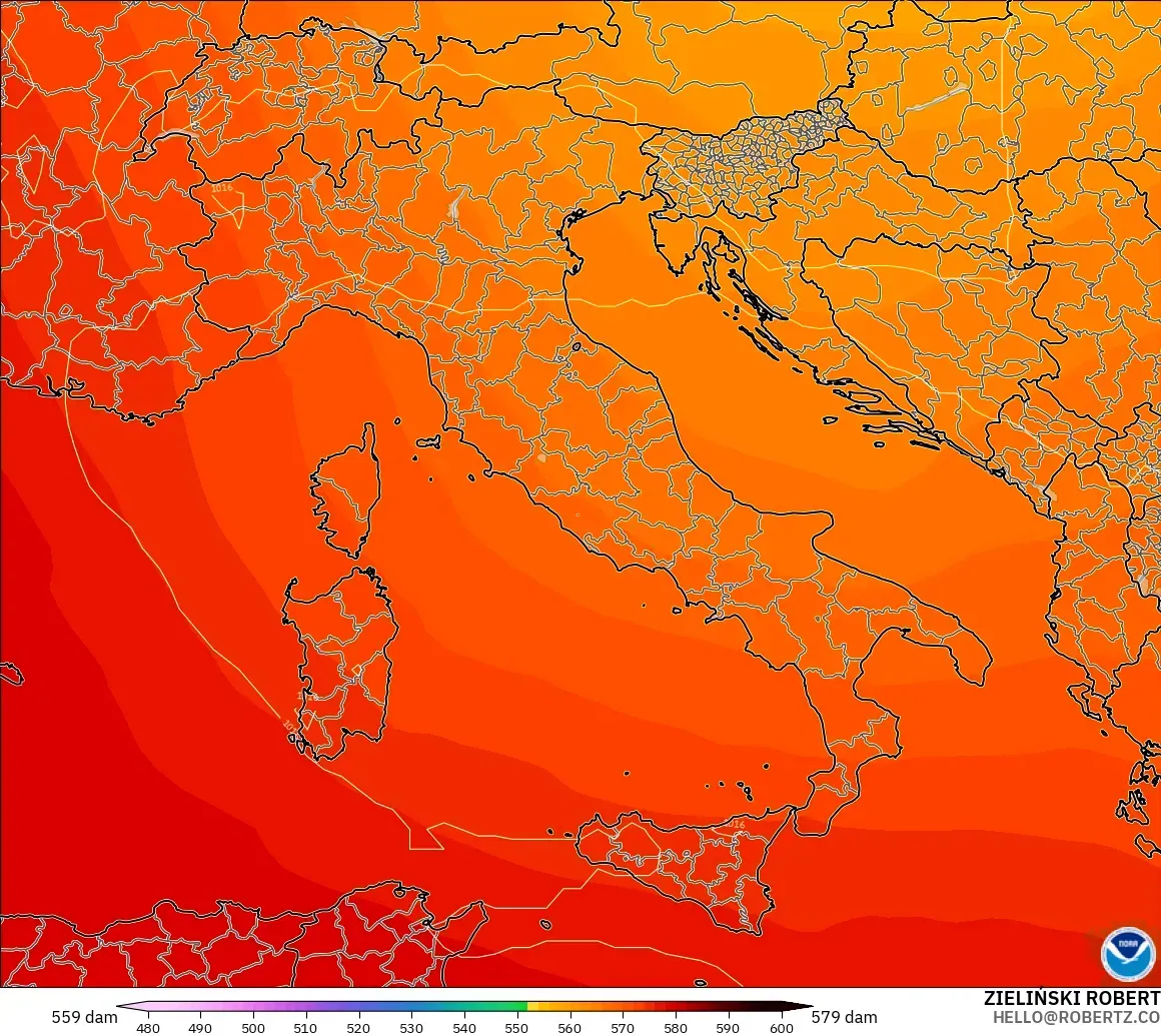 GFS model - Italy, Geopotential height at 500hPa