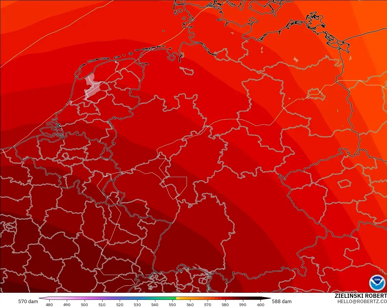 GFS model - Germany, Geopotential height at 500hPa