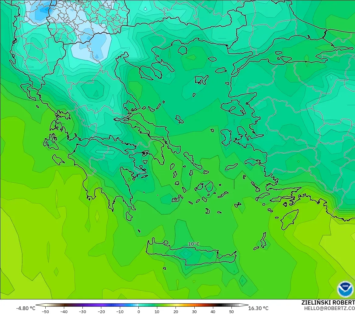 GFS model - Greece, Dewpoint at 2m