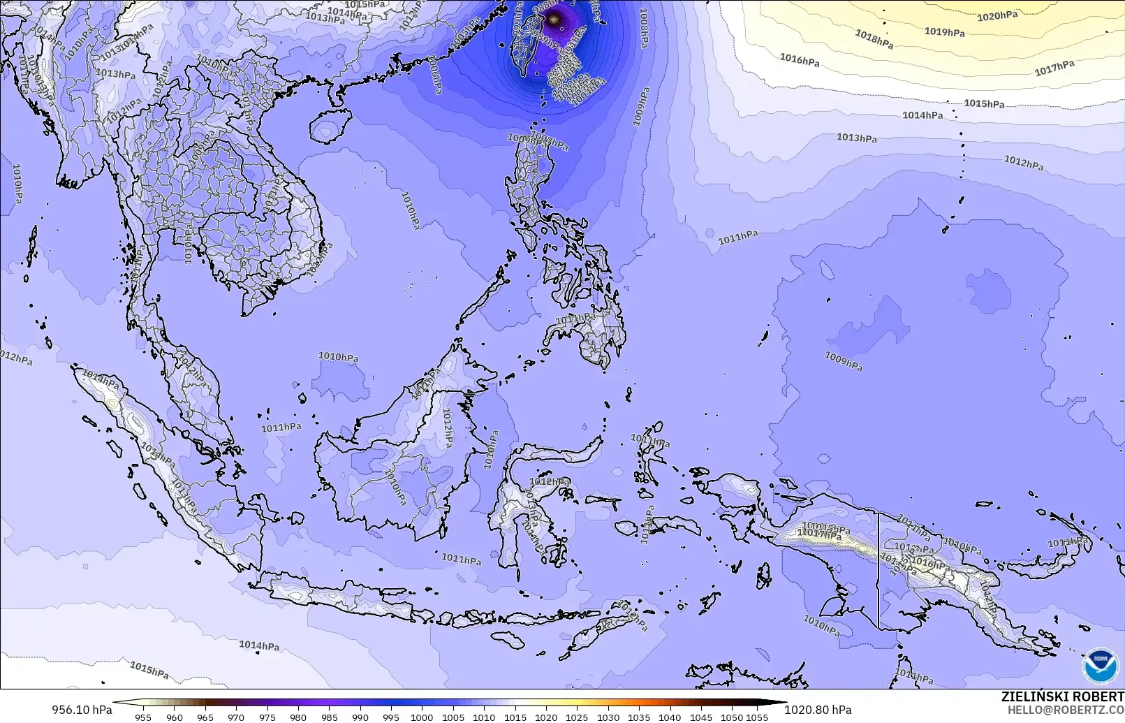 GFS model - South East Asia, Pressure