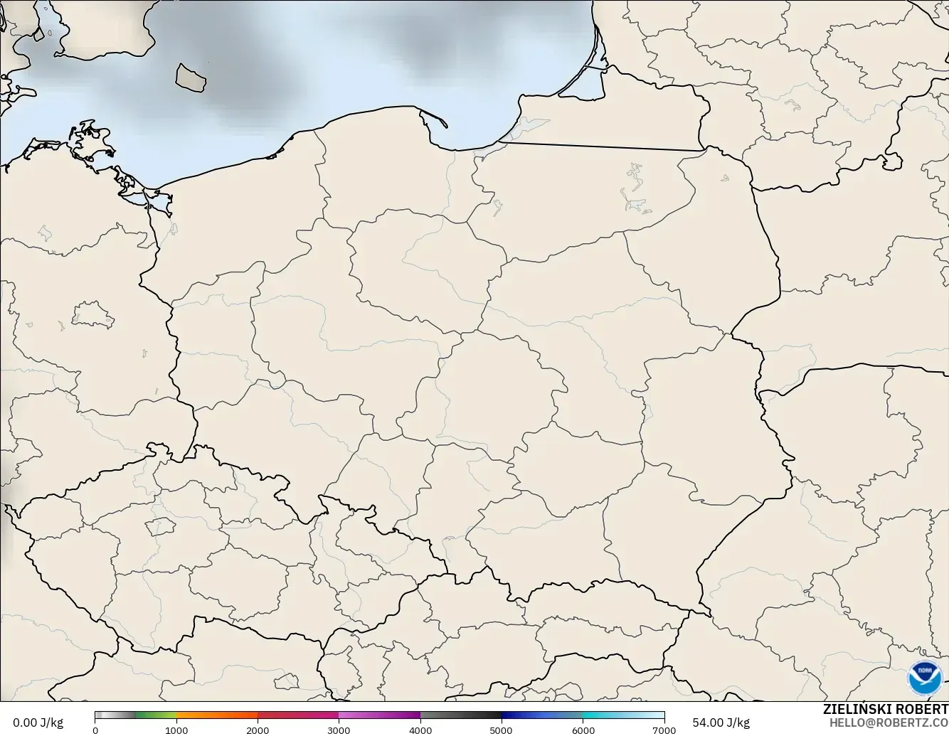 GFS model - Poland, CAPE