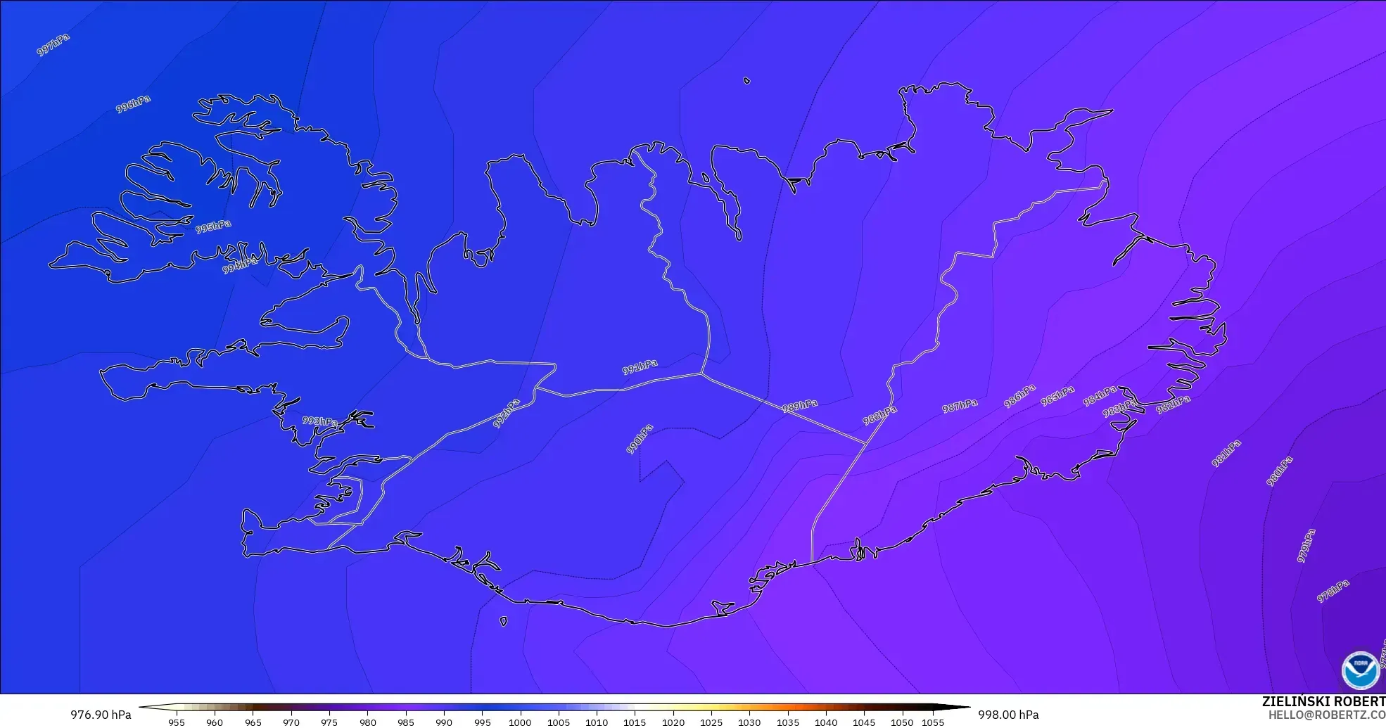 GFS model - Iceland, Pressure