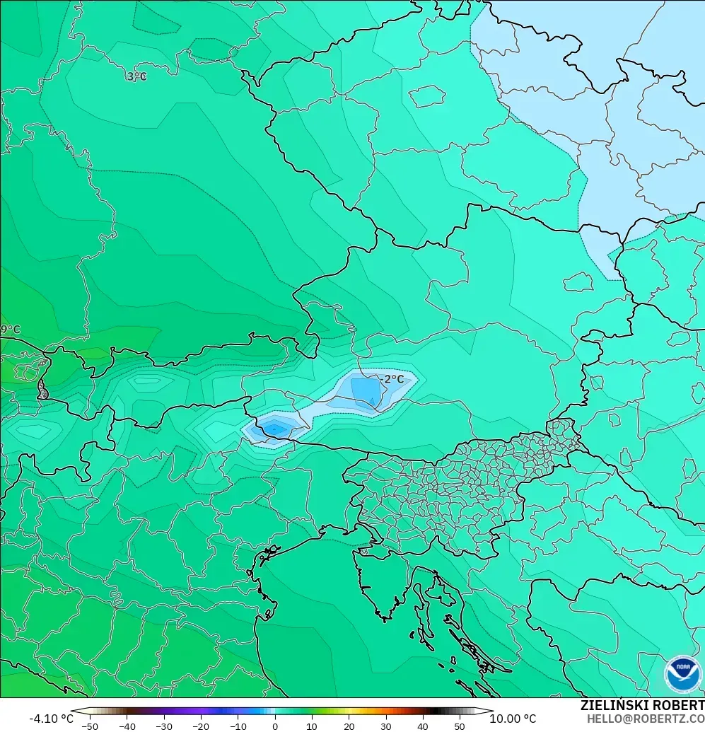 GFS model - Austria, Temperature at 850hPa
