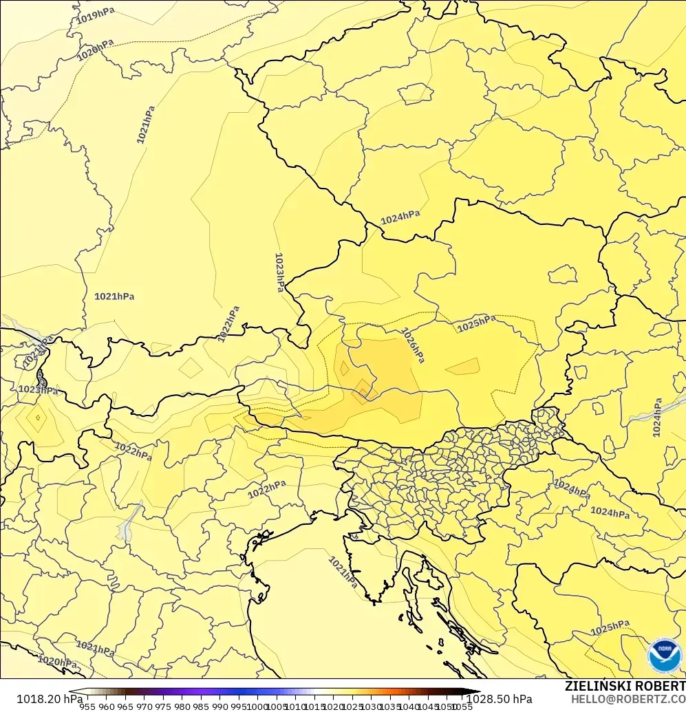 GFS model - Austria, Pressure