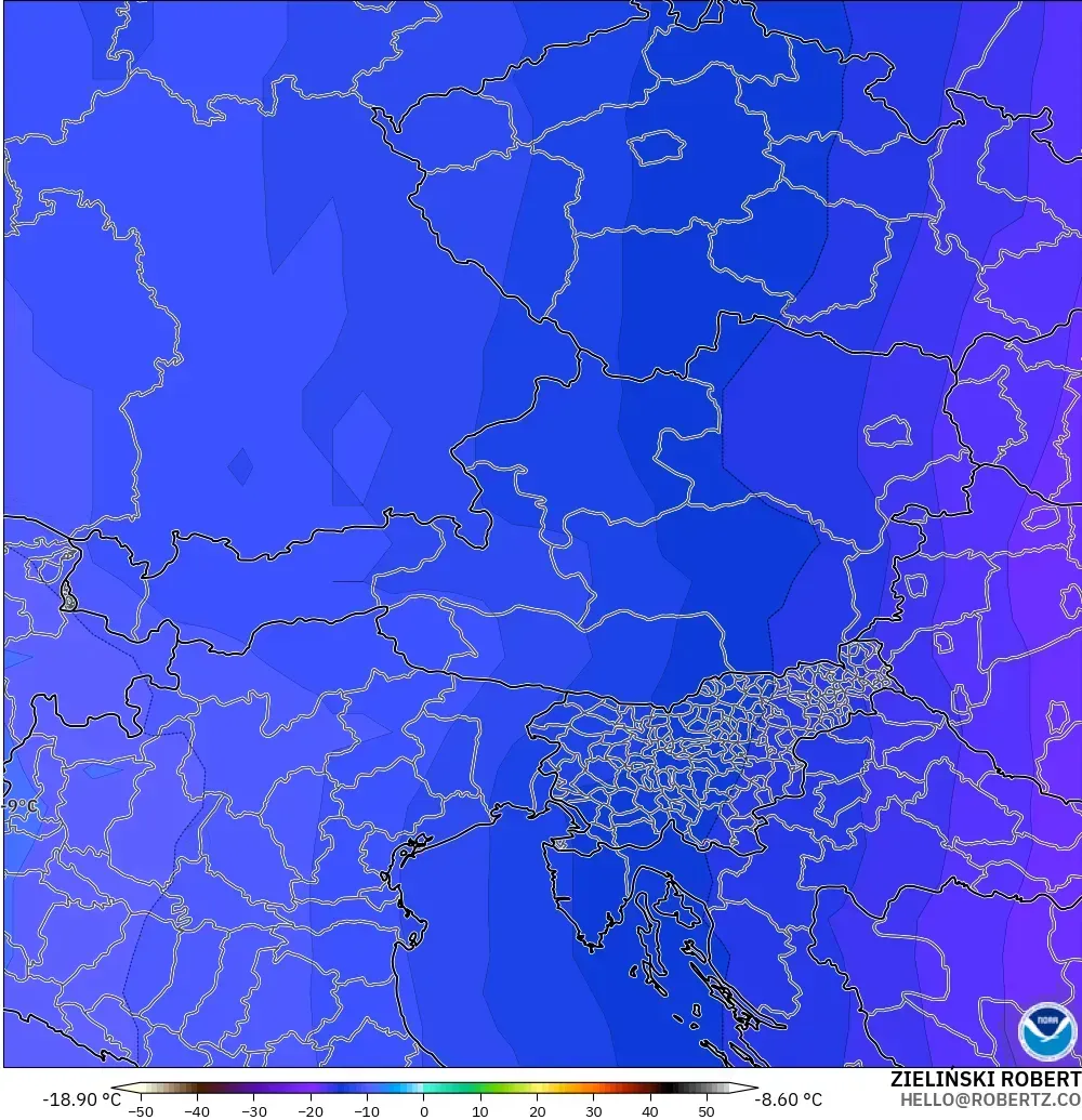 GFS model - Austria, Temperature at 500hPa