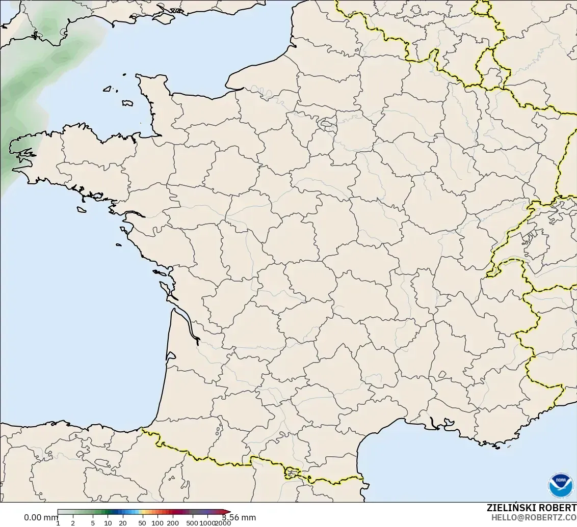 GFS model - France, Precipitation Accumulation