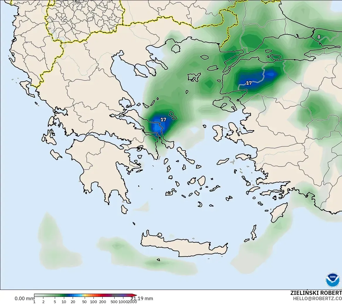 GFS model - Greece, Precipitation Accumulation