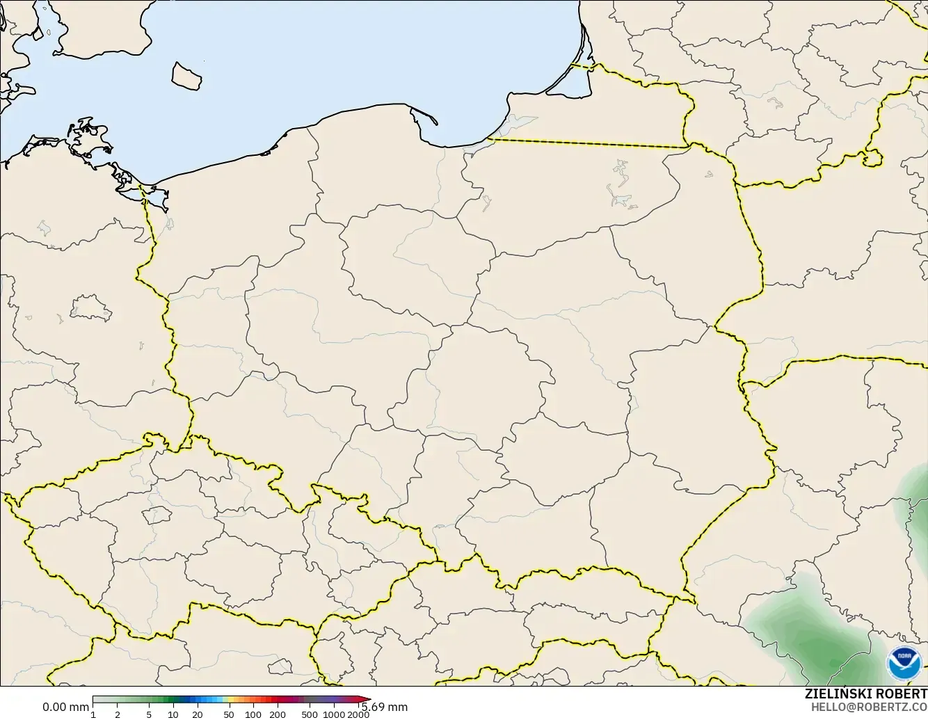 GFS model - Poland, Precipitation Accumulation