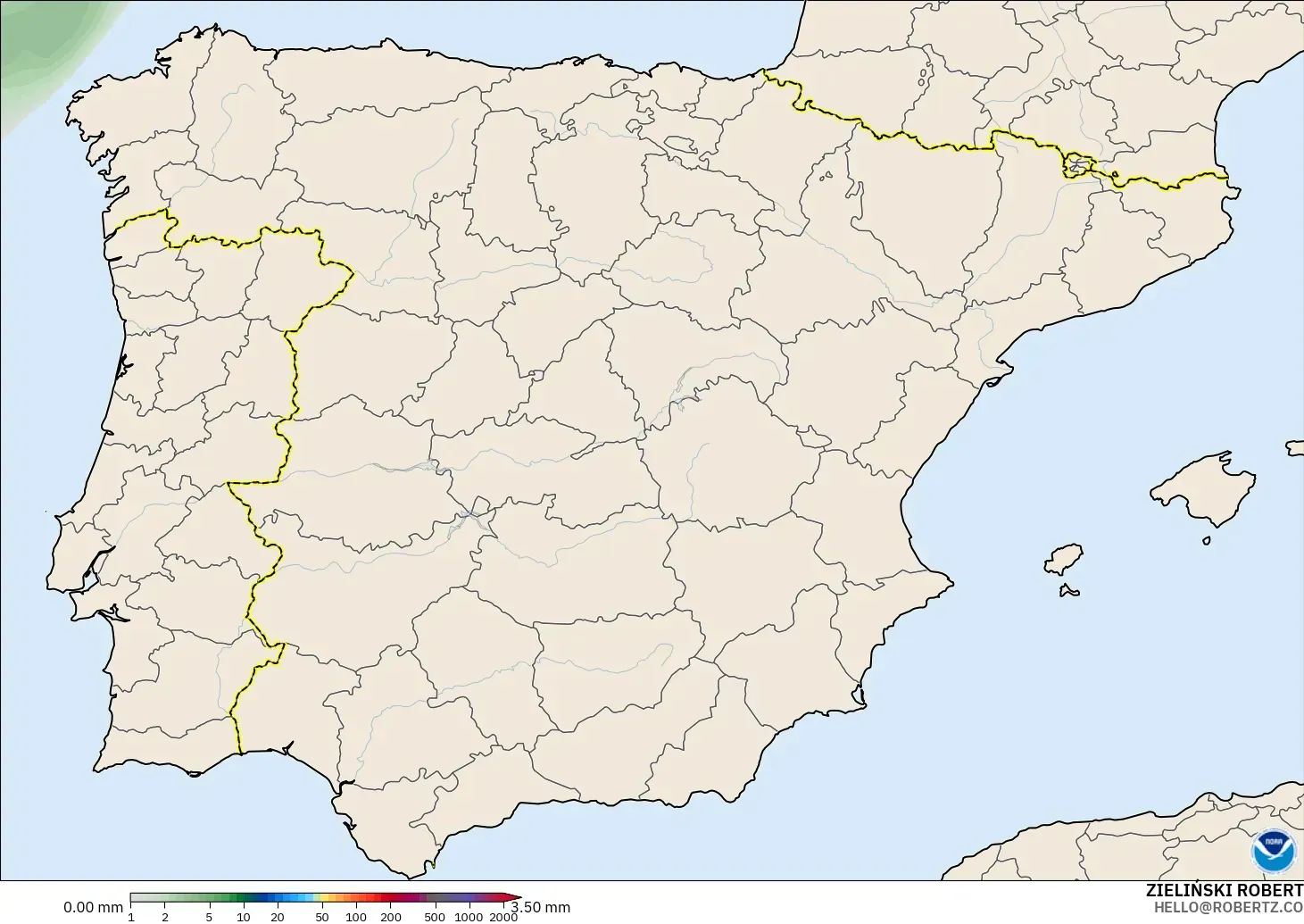GFS model - Spain, Precipitation Accumulation