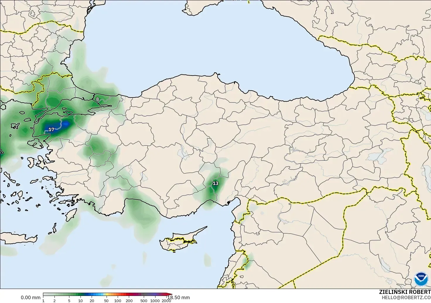 GFS model - Turkey, Precipitation Accumulation