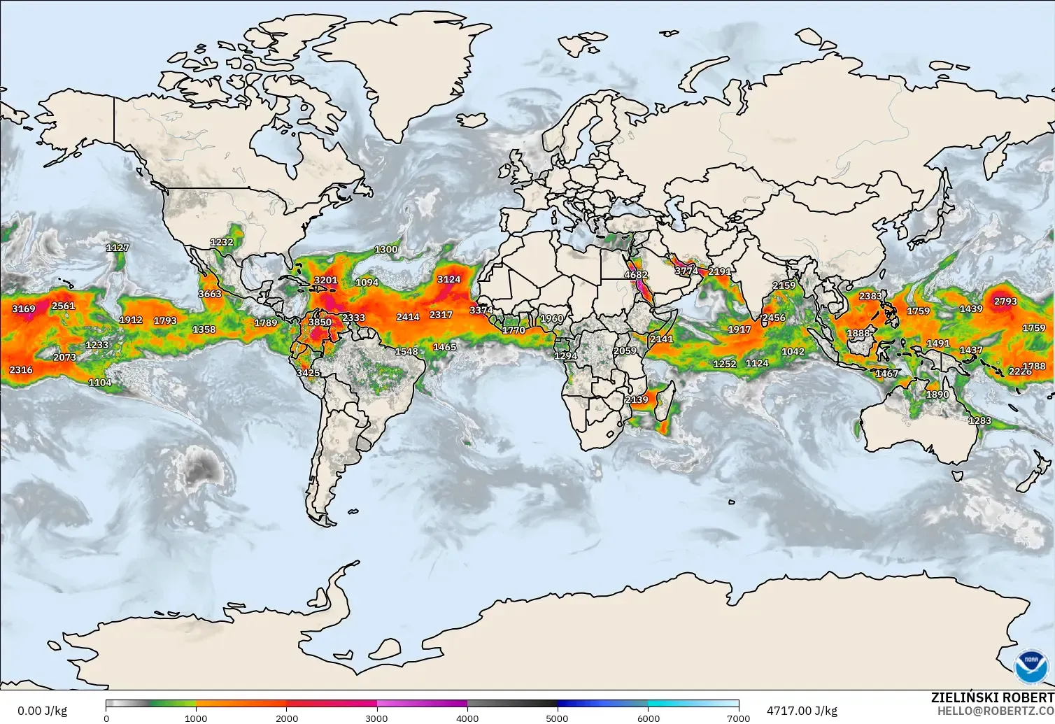 GFS model - World, CAPE