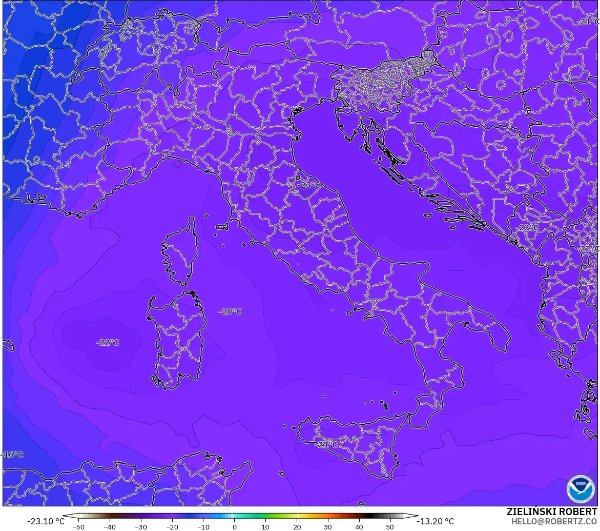 GFS model - Italy, Temperature at 500hPa
