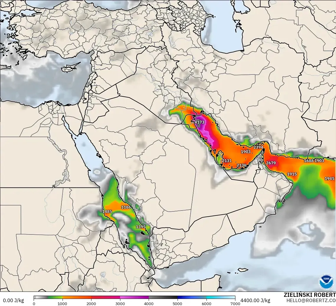 GFS model - Middle East, CAPE