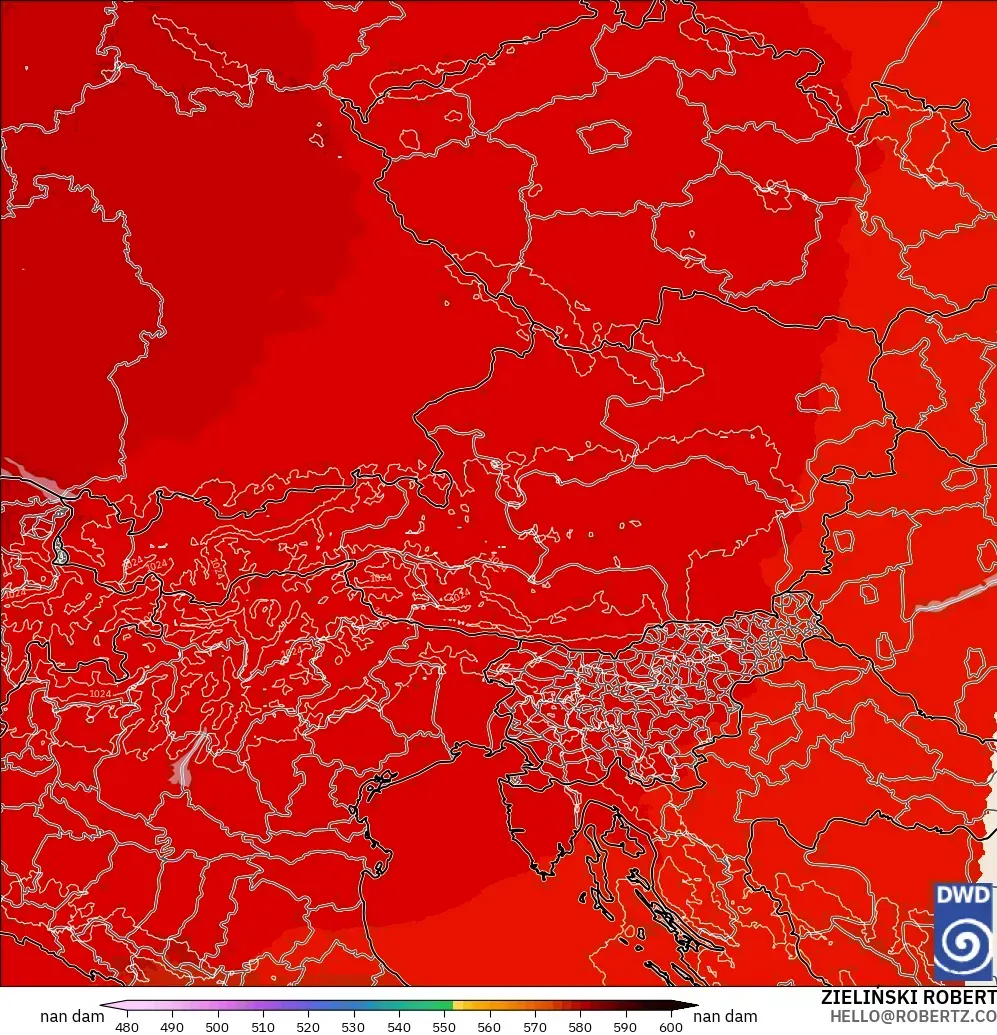 ICON Germany 2 km model - Austria, Geopotential height at 500hPa