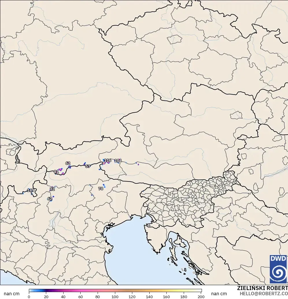 ICON Germany 2 km model - Austria, Snow Depth