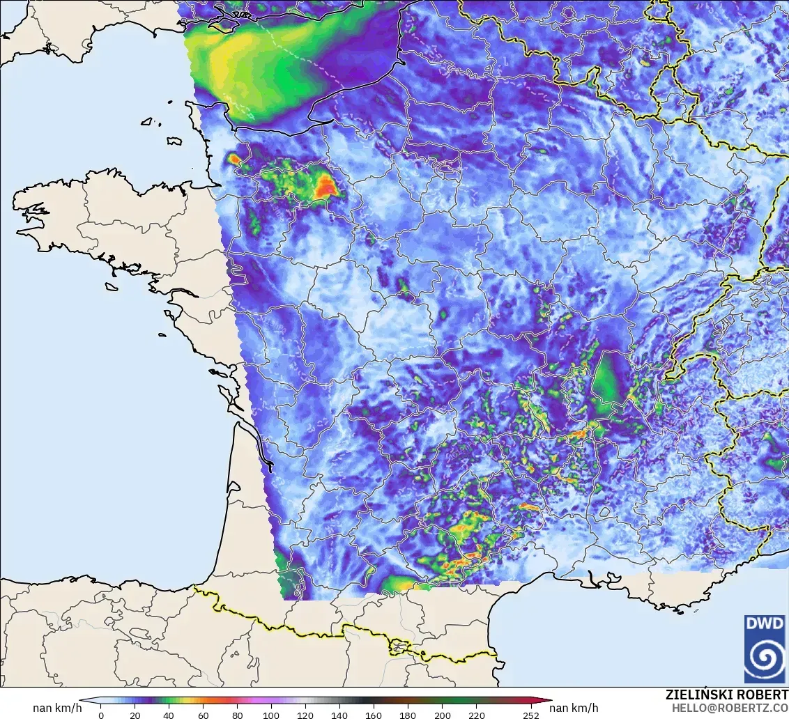 ICON Germany 2 km model - France, Wind Gusts