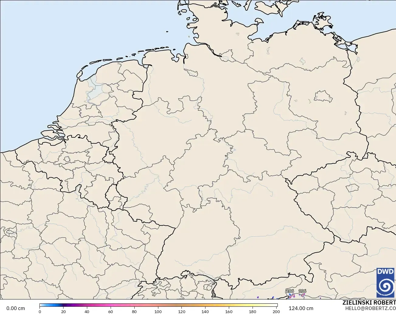 ICON Germany 2 km model - Germany, Snow Depth