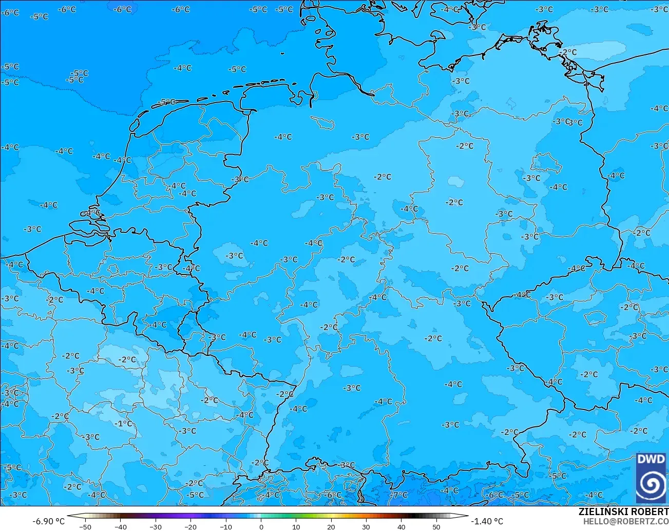 ICON Germany 2 km model - Germany, Temperature at 500hPa