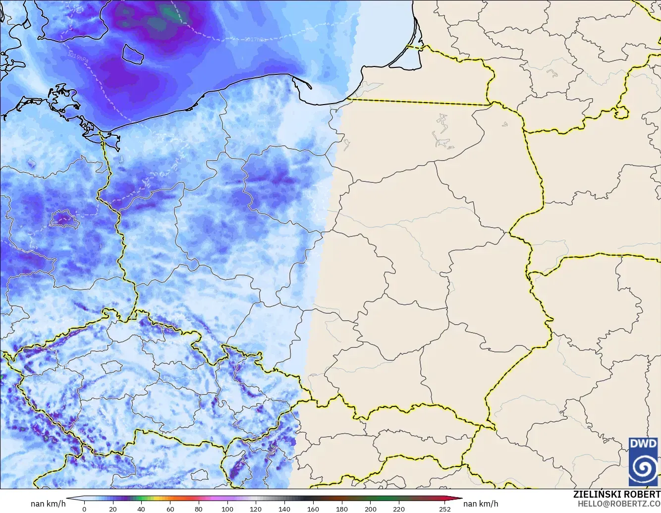ICON Germany 2 km model - Poland, Wind Gusts