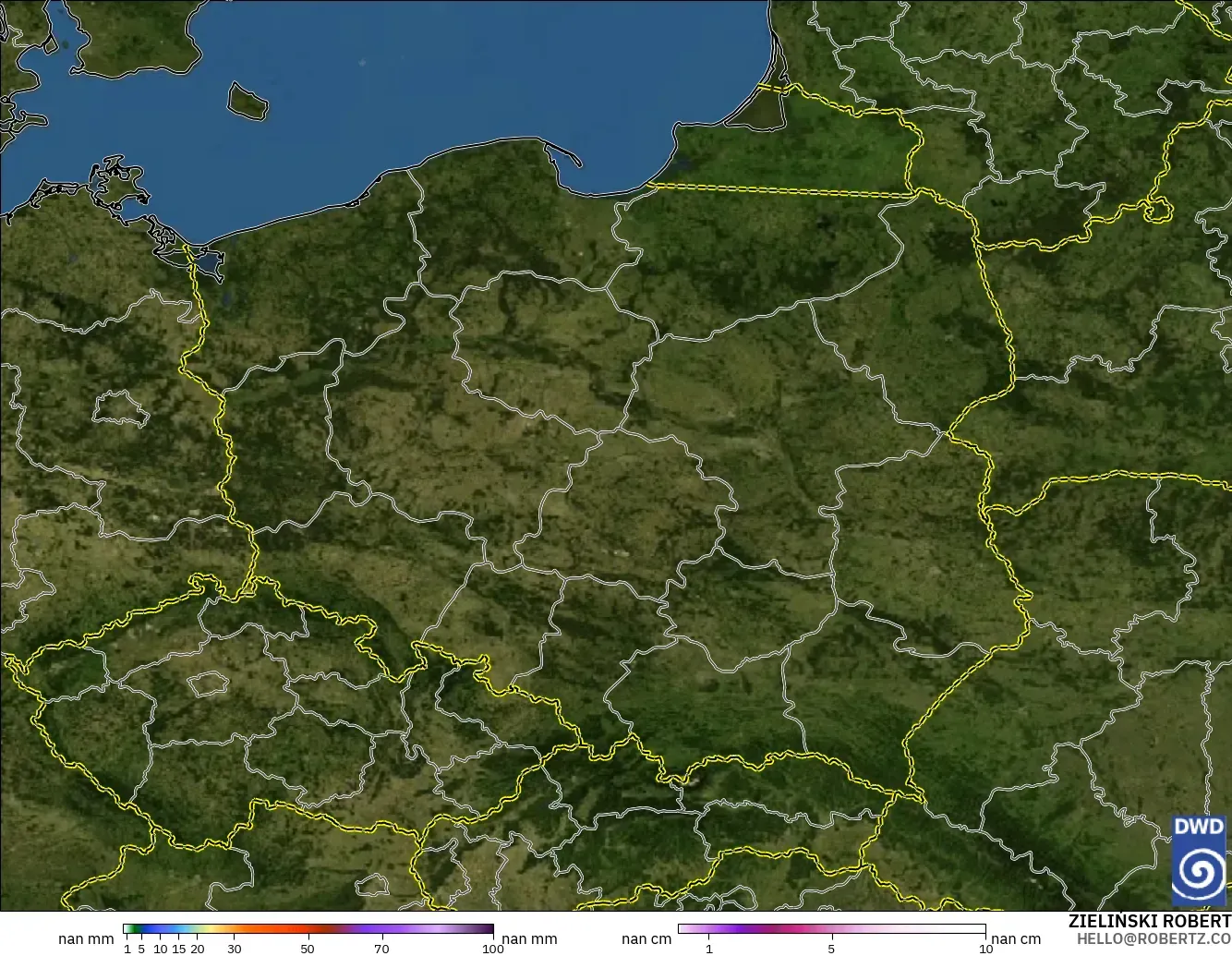 ICON Germany 2 km model - Poland, Precipitation, Clouds, and Pressure
