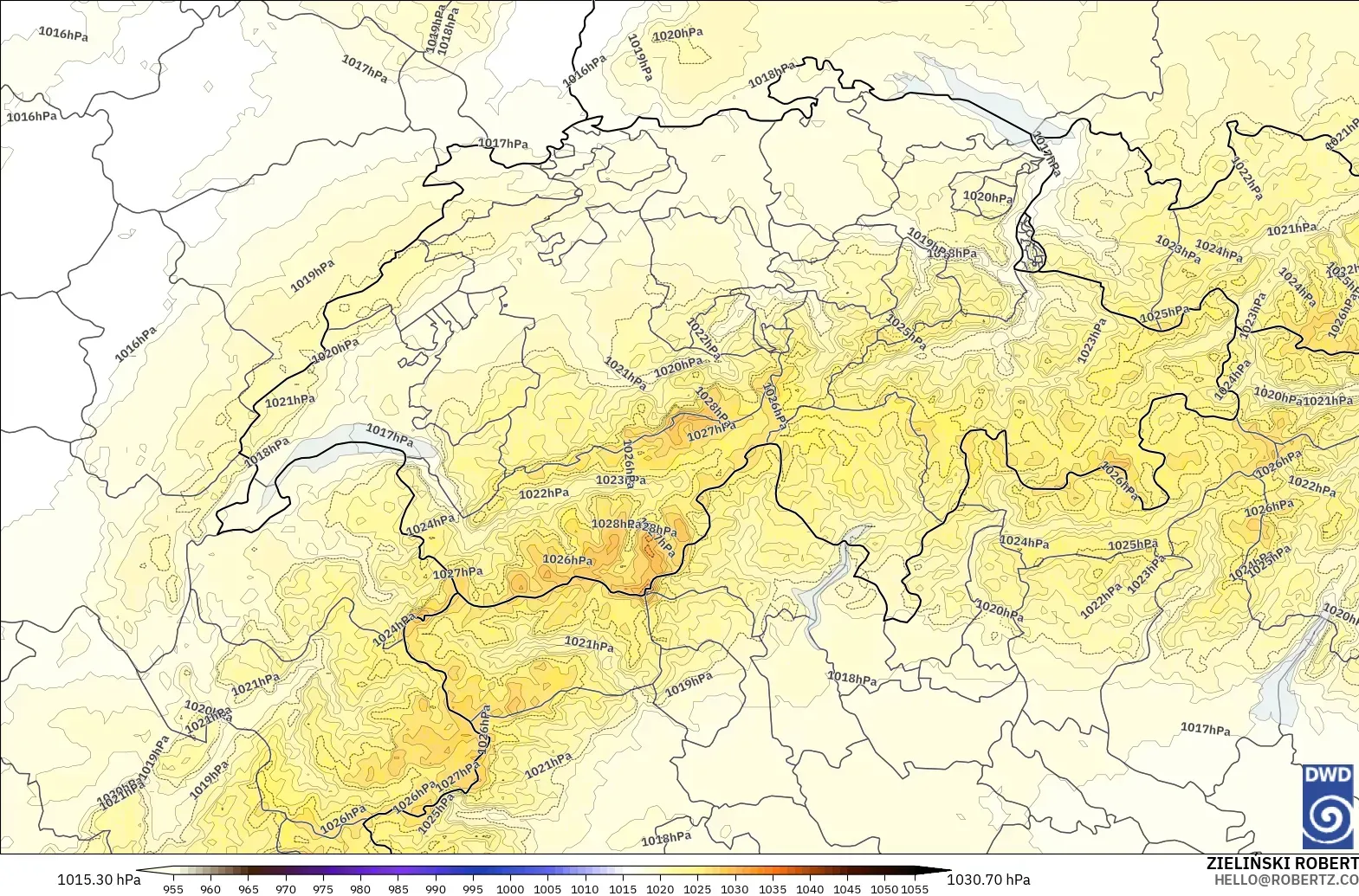 ICON Germany 2 km model - Switzerland, Pressure