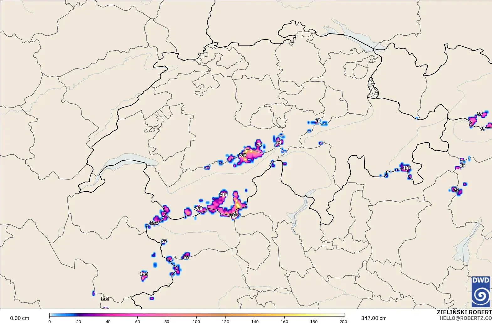 ICON Germany 2 km model - Switzerland, Snow Depth