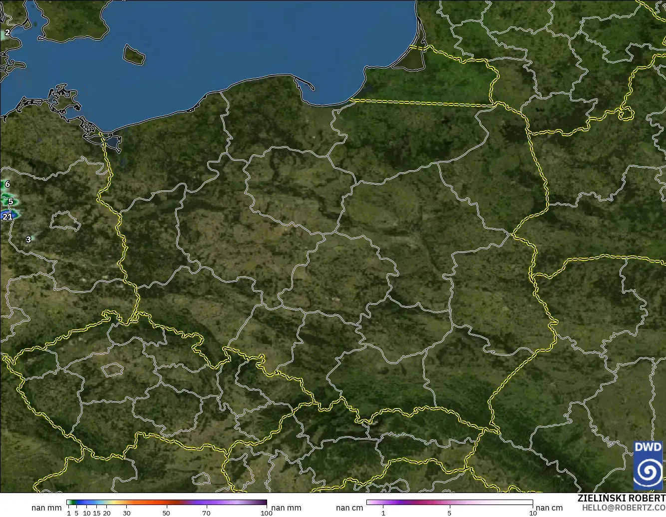ICON Germany 2 km model - Poland, Precipitation, Clouds, and Pressure
