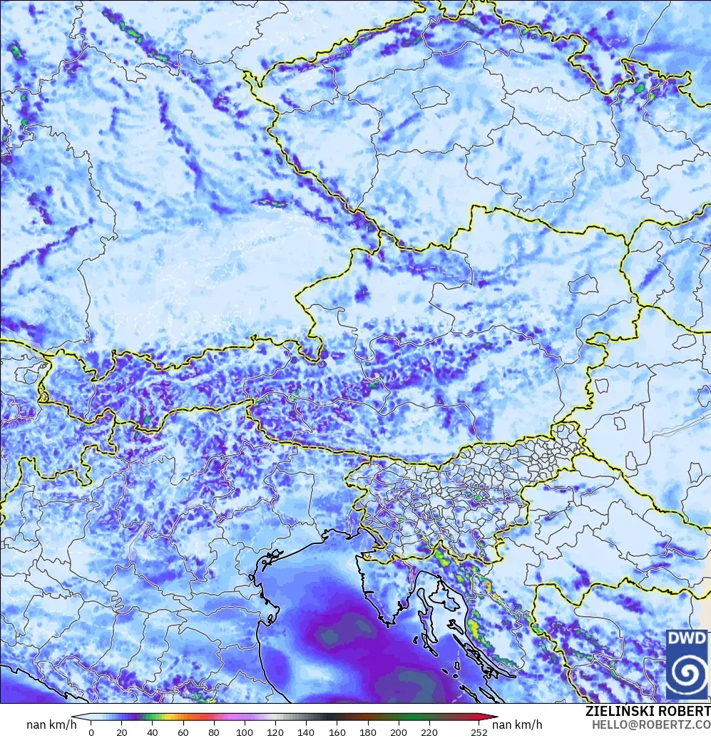 ICON Germany 2 km model - Austria, Wind Gusts