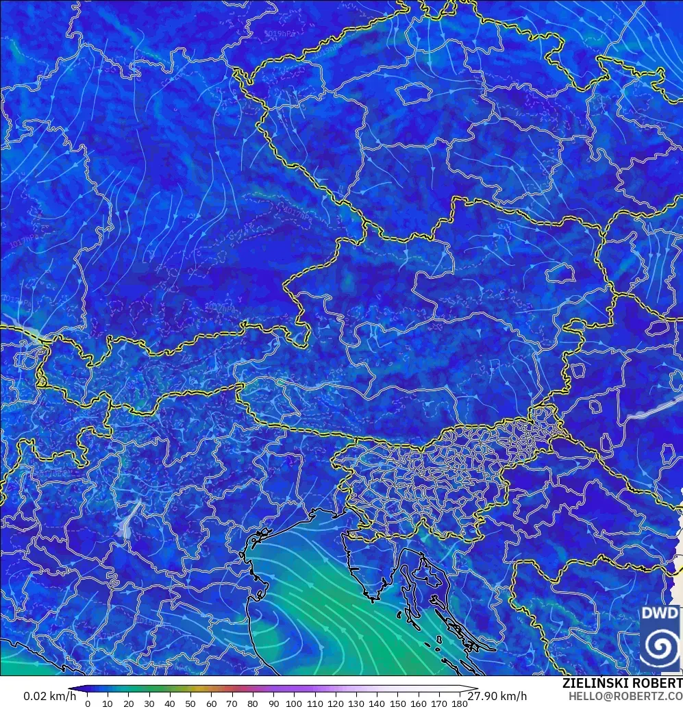 ICON Germany 2 km model - Austria, Wind at 10m