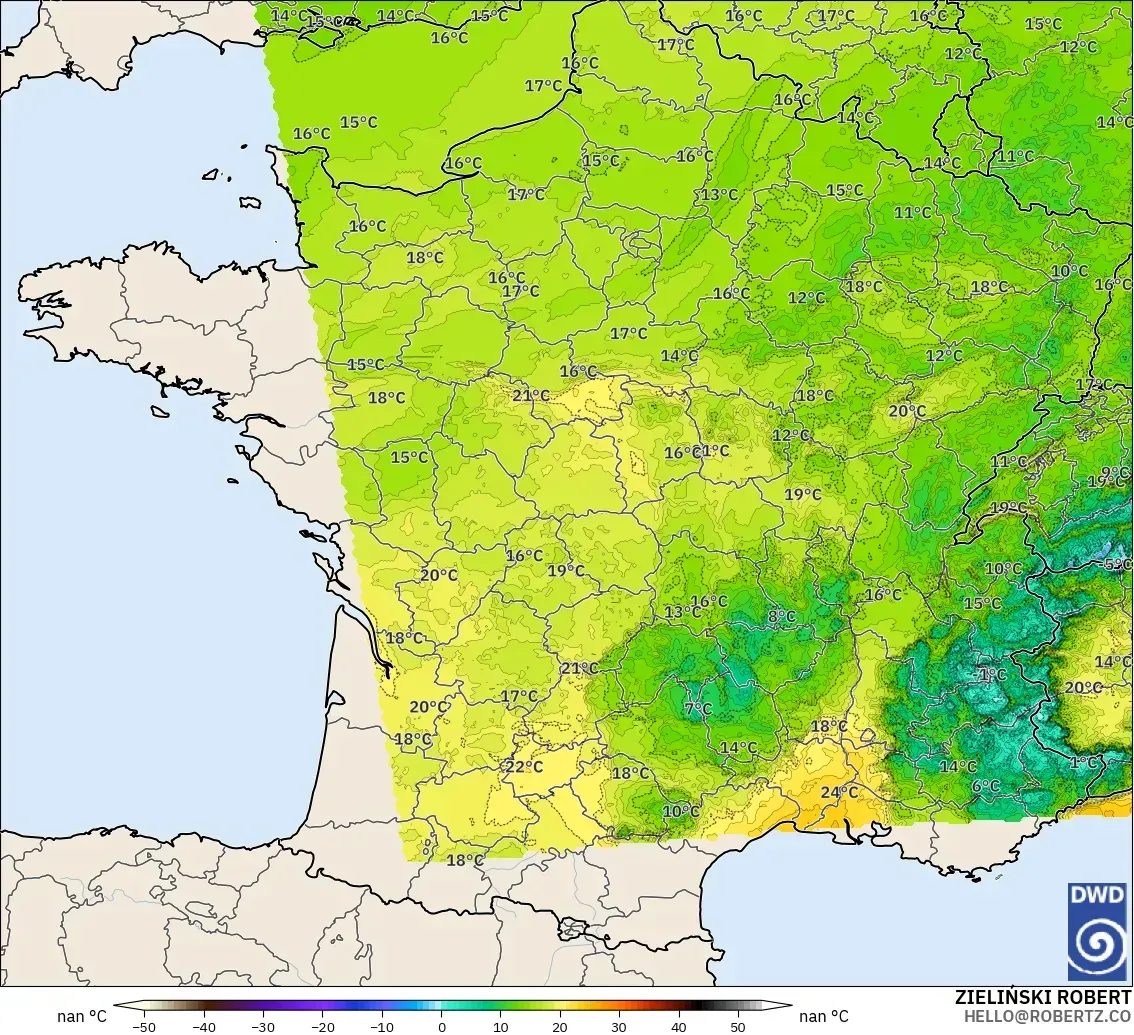 ICON Germany 2 km model - France, Dewpoint at 2m