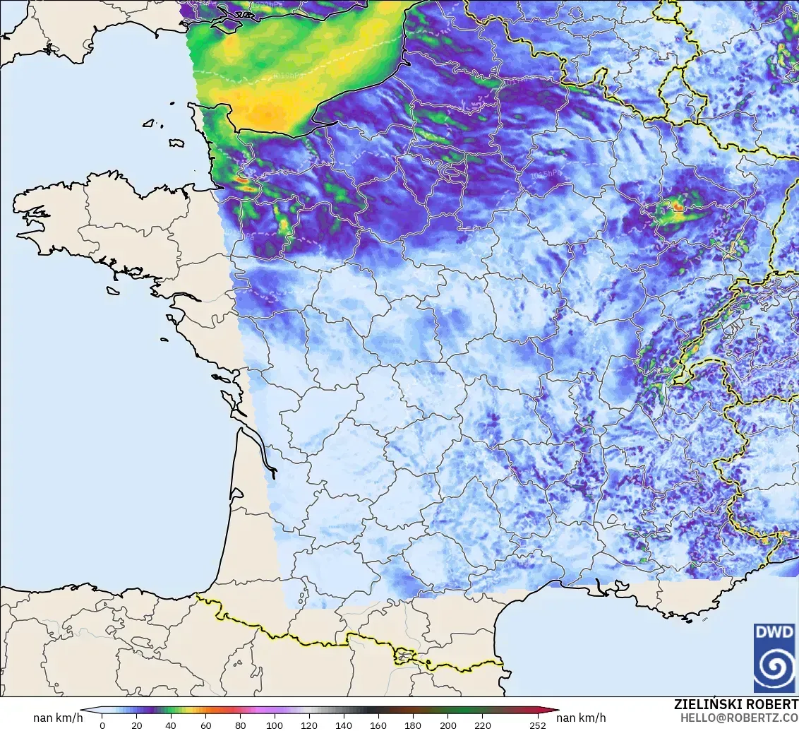 ICON Germany 2 km model - France, Wind Gusts